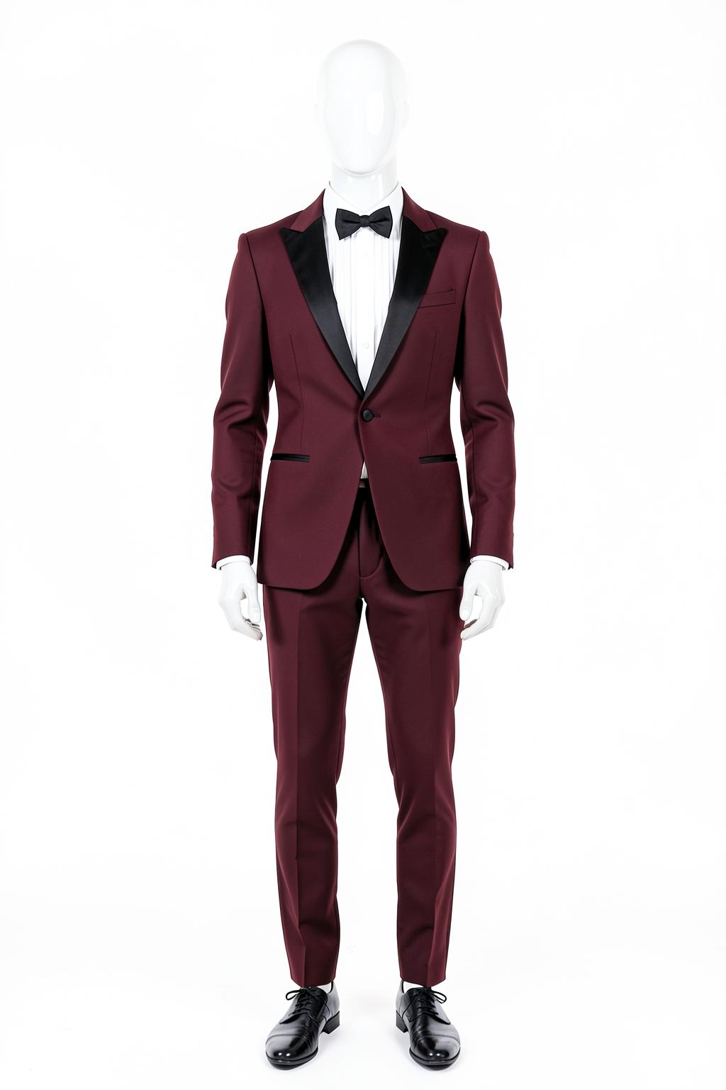 Burgundy Peak Lapel Tuxedo — made to measure by Sam Boutique Tailors Phuket