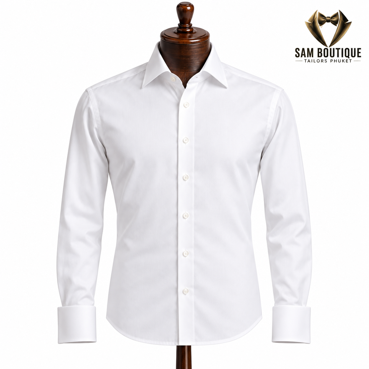 Men's cotton shirts sample — White Spread-Collar Cotton Shirt