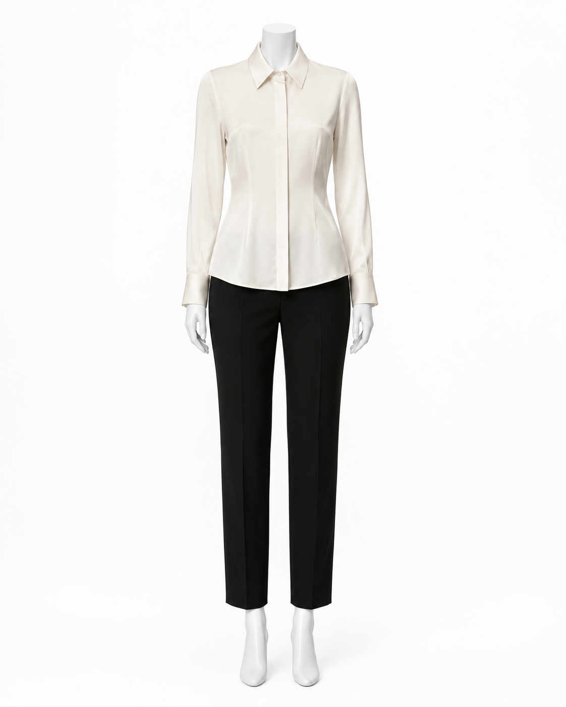 Ivory Silk Fitted Blouse — made to measure by Sam Boutique Tailors Phuket