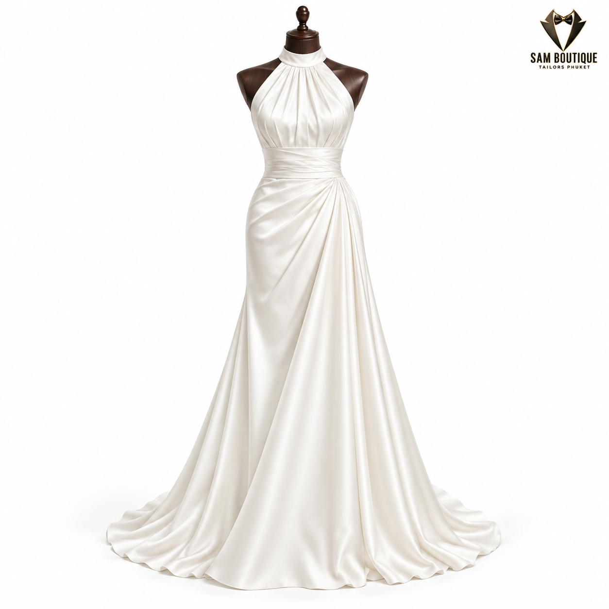 Wedding dresses sample — Ivory Halter-Neck Satin Wedding Gown