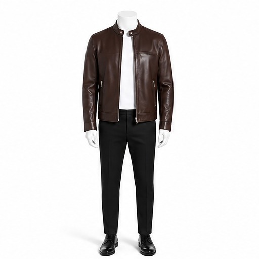 Brown Café Racer Leather Jacket — made to measure by Sam Boutique Tailors Phuket