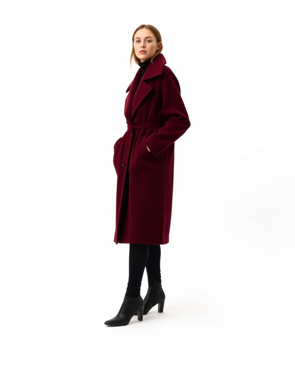 Burgundy Cocoon Coat — made to measure by Sam Boutique Tailors Phuket