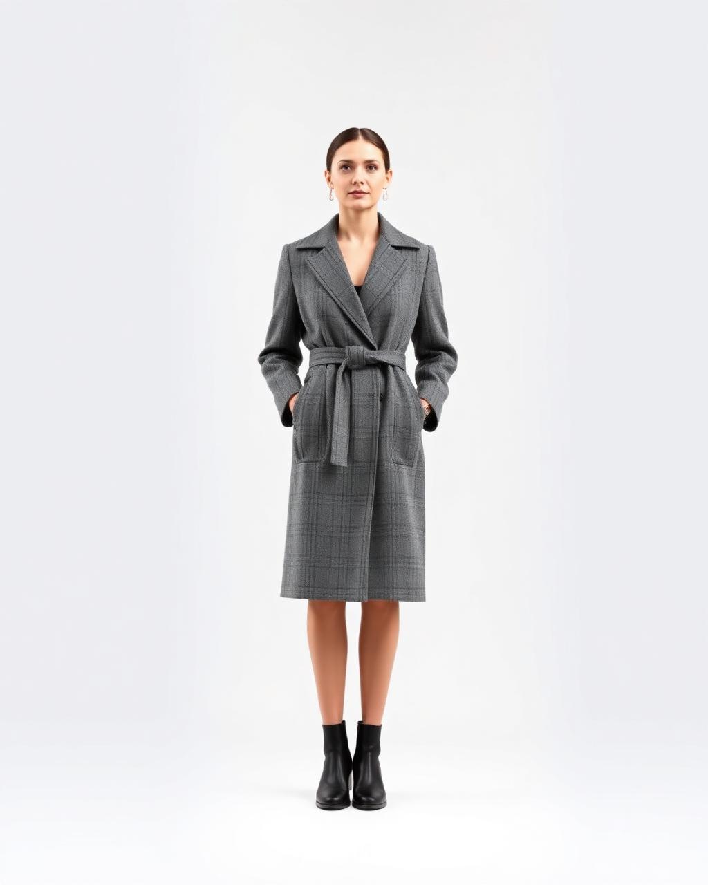 Glen Check Belted Coat — made to measure by Sam Boutique Tailors Phuket